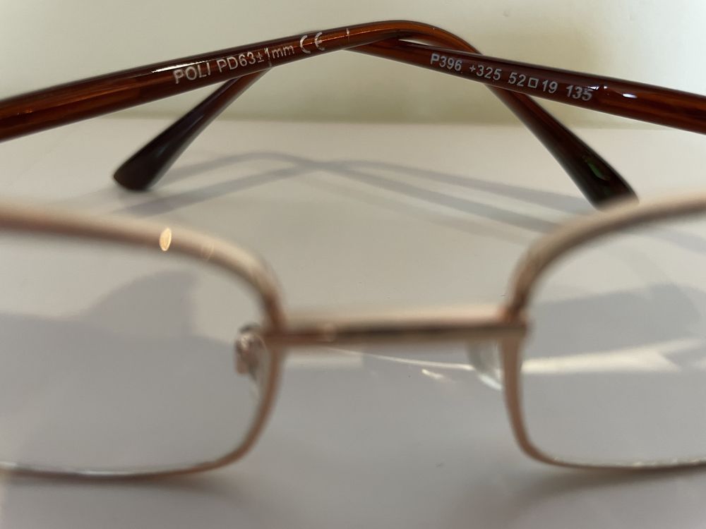 Złote Metalowe okulary do czytania szklane +325 , + 3,25