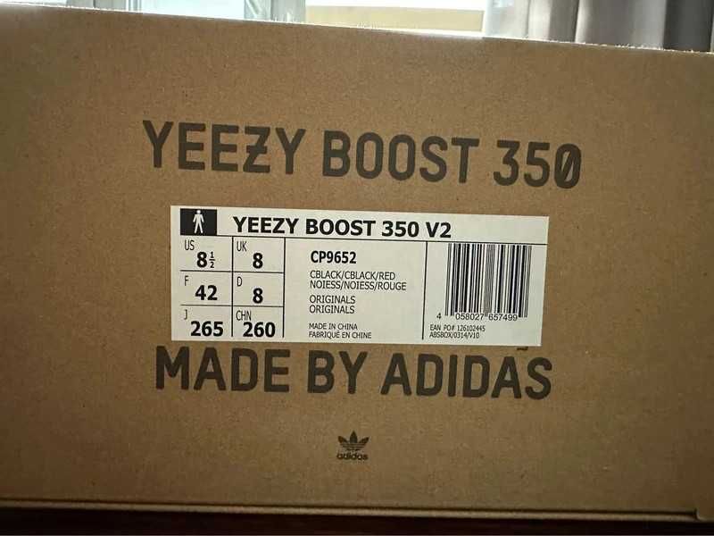 adidas Yeezy Boost 350 V2 Black Red (Bred) 42