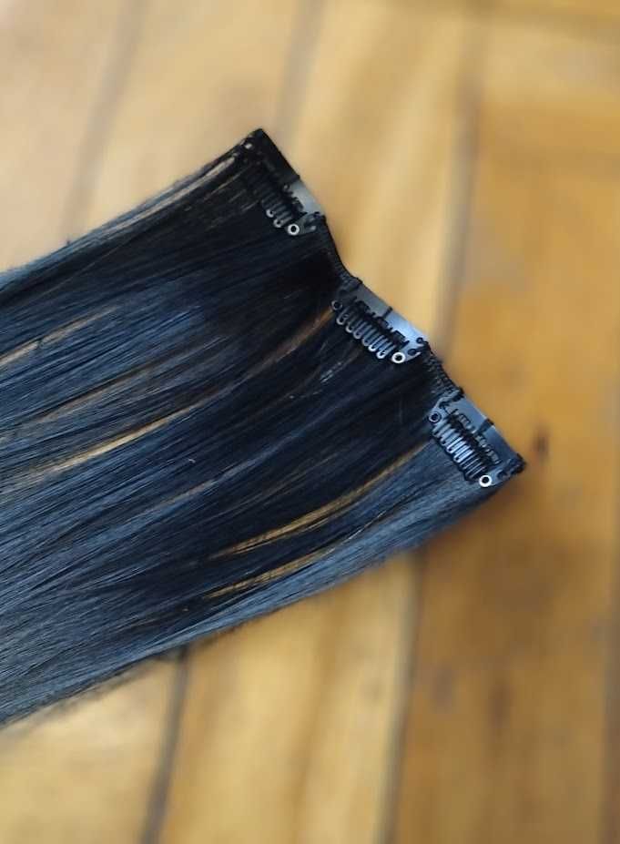 Zestaw włosów clip in ok 45 cm - 16vut #1 CZERŃ