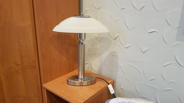 Lampka Lampa Stołowa Nocna Stal Szkło Premium