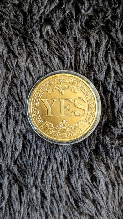 Сувенирная монета yes no бронзовый цвет медный в защитной капсуле