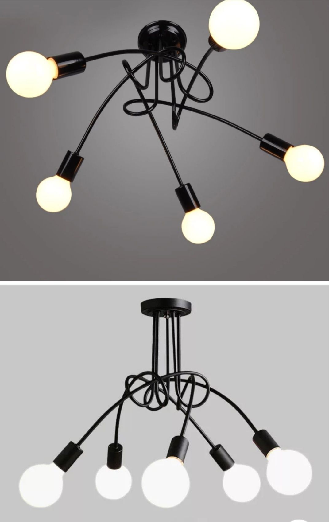 Люстра в стиле лофт хайтек модерн минимализм паук на 5 лампочек