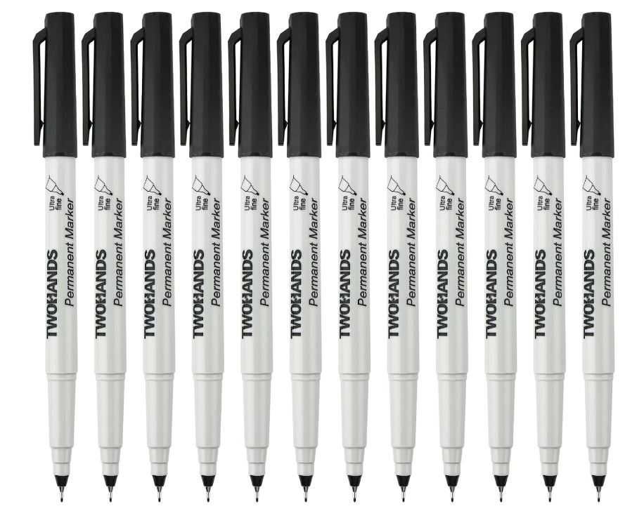 Markery/cienkopisy permanentne 0.5mm TWOHANDS 12 sztuk kolor czarny