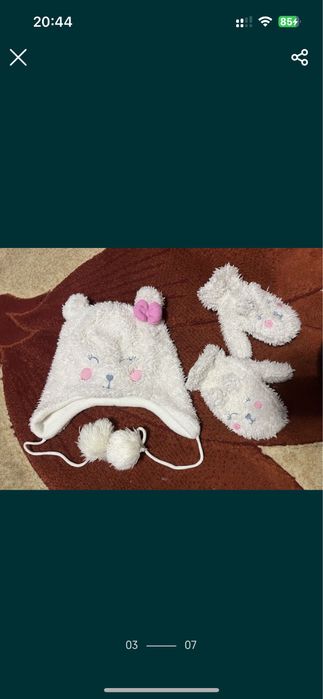 Набір зима шапочка рукавички теді дівчинка