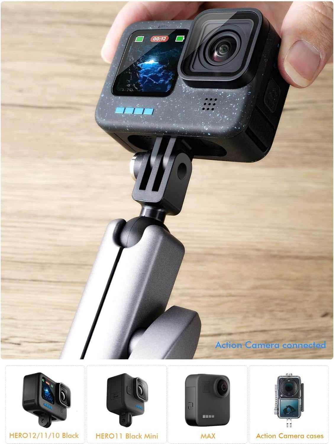 Lammcou Uchwyt motocykl rower na kamere GoPro Hero Insta-360 X3 Go 3