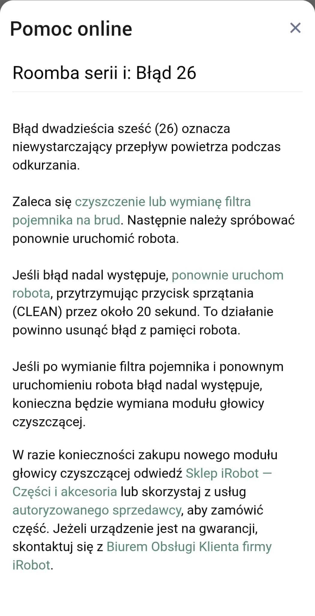 Roomba i7 ze stacją dokującą - do naprawy