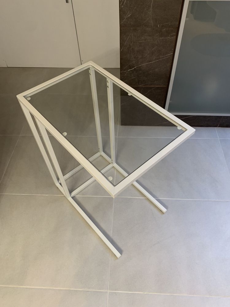 Szklany biały stolik biurko mały dostawka 53 x 36cm