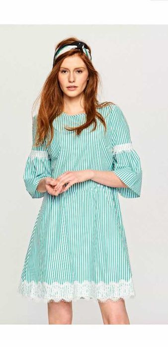 Reserved sukienka w paski z koronką pasuje na Xl i XXL