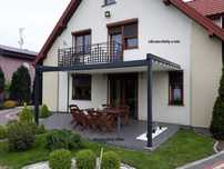 Pergola tarasowa 600x600 Aluminiowa konstrukcja 10 tkanin napęd Somfy
