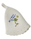 Czapka do sauny z palmą i napisem "don't worry be happy "