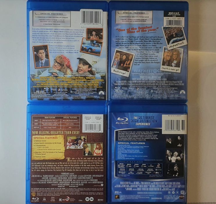 Zestaw 4 Blu-Ray Wayne's World 1 i 2/ Blazing Saddles/ Young Frankenst