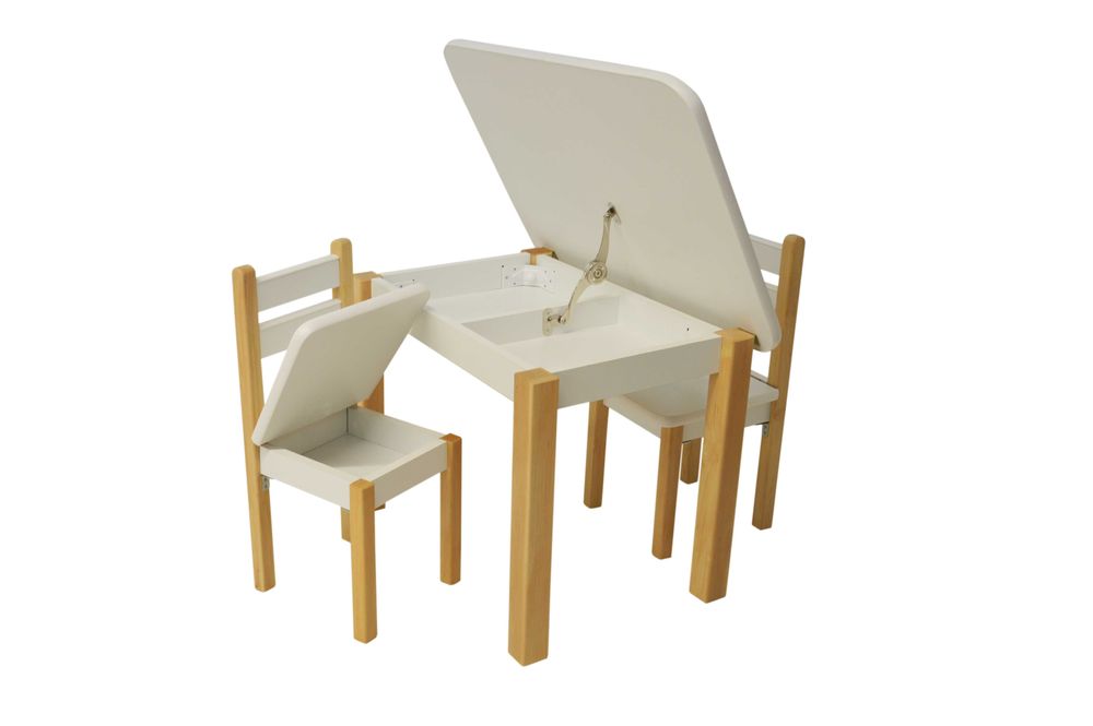 Stolik otwierany i jedno krzesełka kolor Biało-bezbarwny ST1