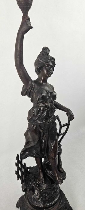 Figuralna lampa naftowa DEMETER  alegoria rolnictwa Francja - Antyk