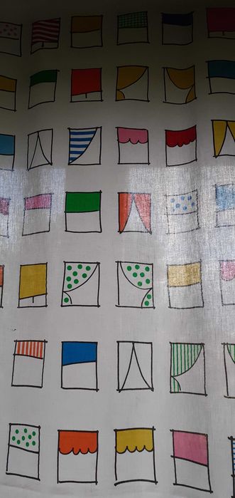 Zasłonki bawełniane krótkie wzór Okna