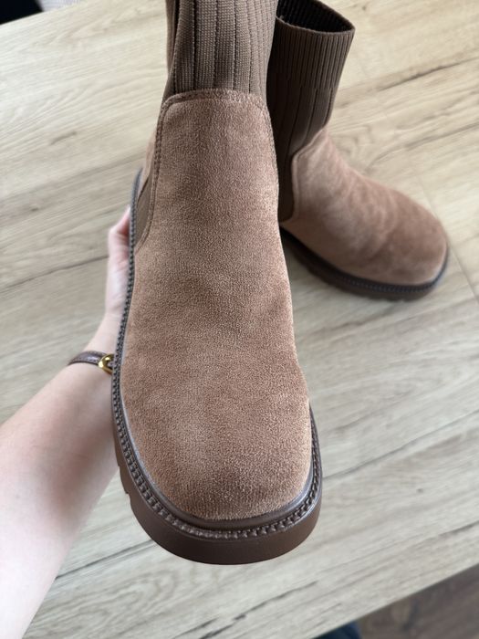 Botki nowe brązowe wsuwane lekkie 39 buty na jesień zimę trepy