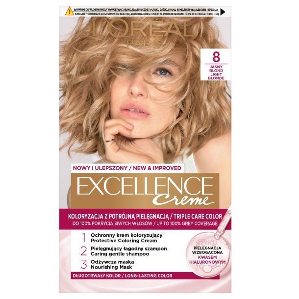 L'Oreal Paris Excellence Creme farba do włosów 8 Jasny Blond