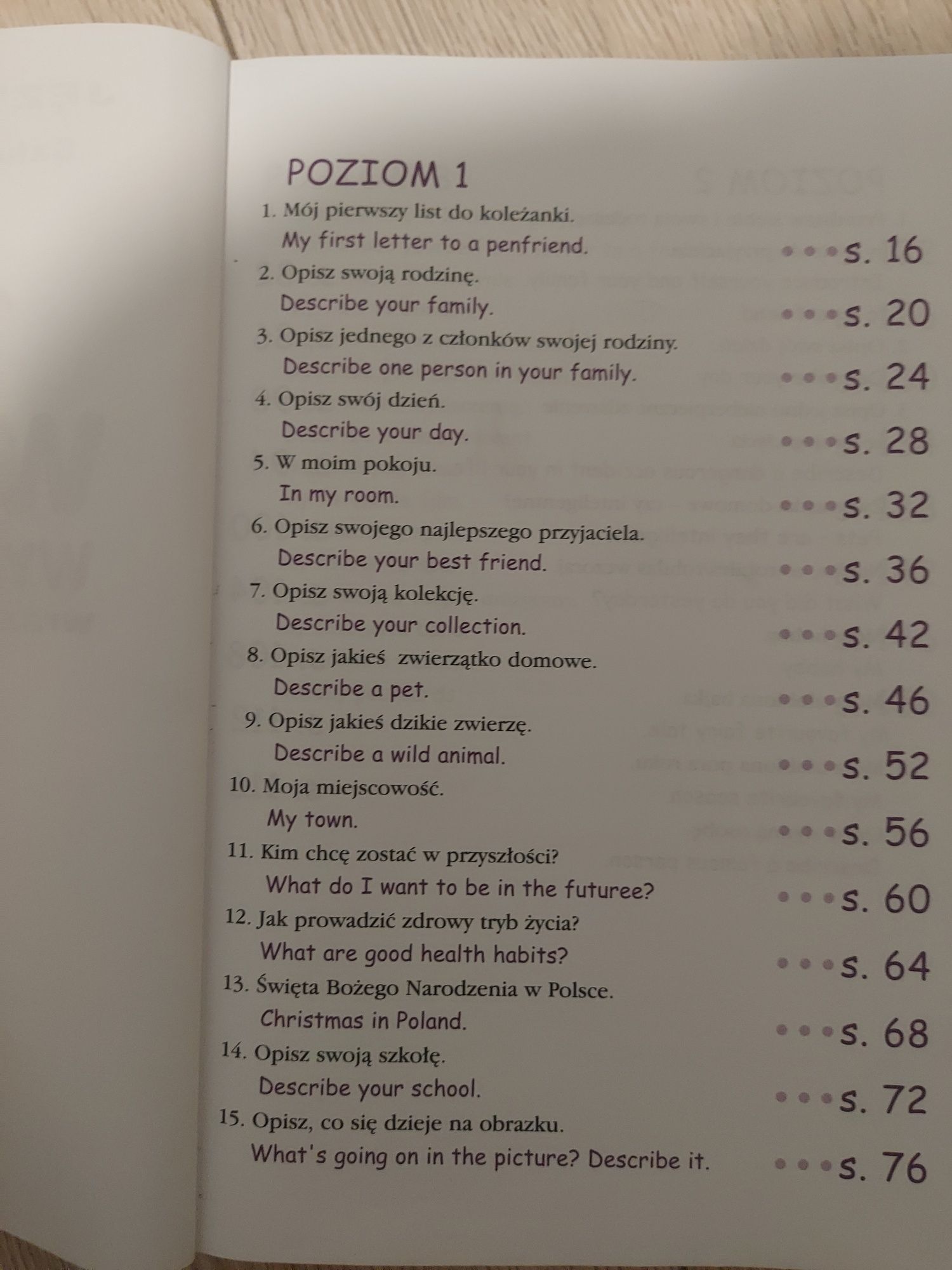 Wzory wypracowań wraz z tłumaczeniami jęz. angielski  szkoła podstawow