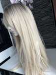 Nowa blond peruka jasny blond na codzień ombre grzywka