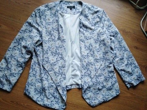 Żakiet rozmiar L szaro niebieski , w kwiaty