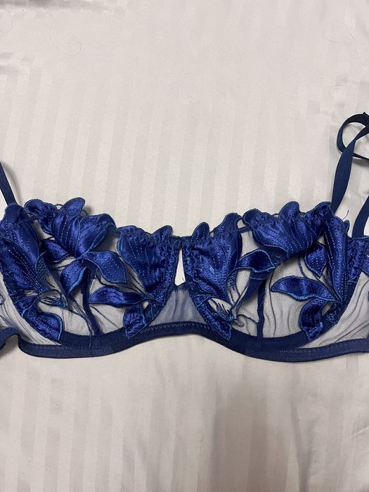 Комплект білизни S синій мереживний новий