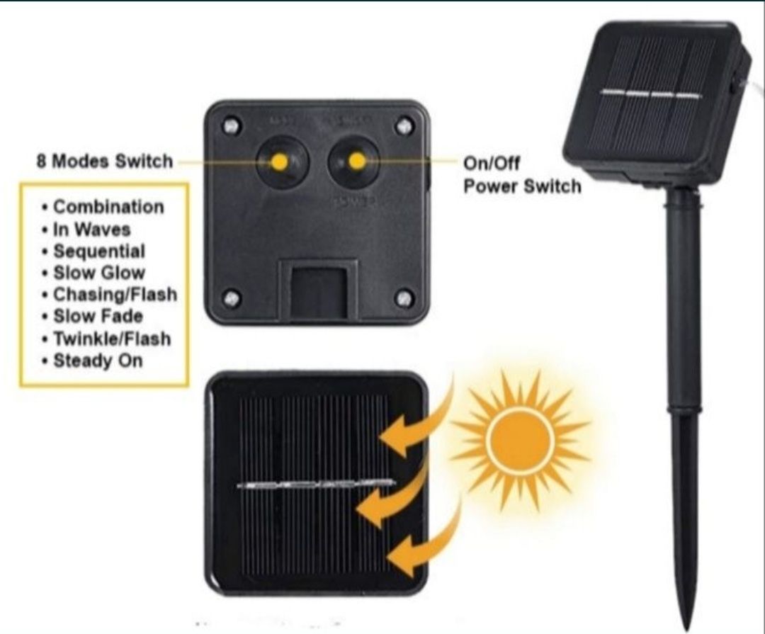 Zielone lampki 32m na balkon solarne ledowe zewnętrzne do ogrodu ledy