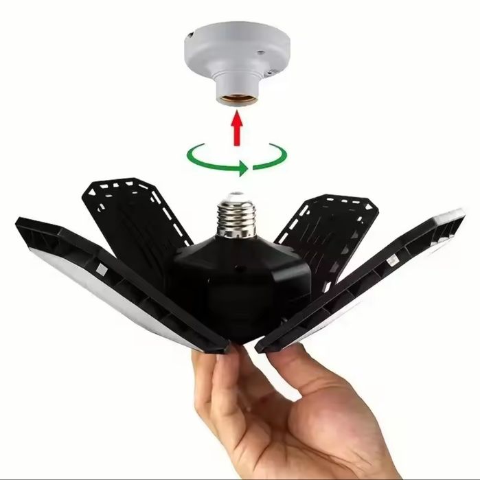 Lampa żarówka E27 LED 80W rozkładana 5 ramienna sufitowa warsztatowa