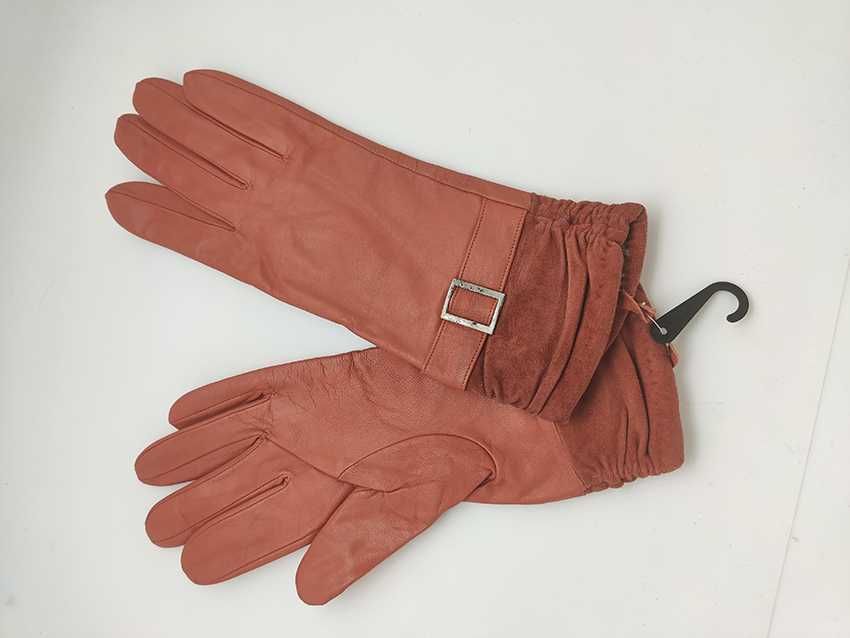 Outlet skórzane rękawiczki rude Vip Collection rozmiary 7