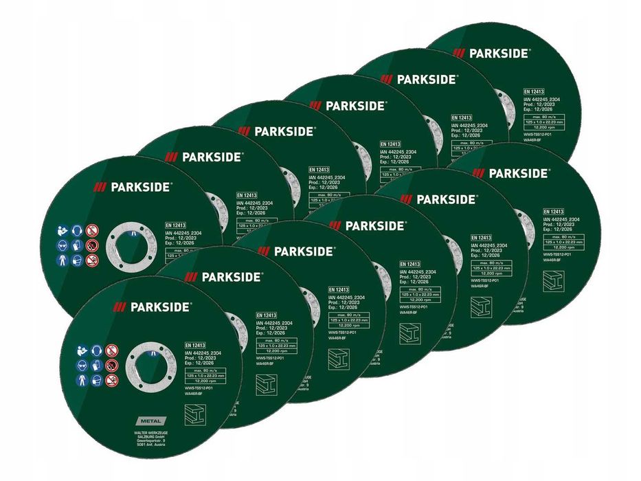 Zestaw tarcz tnących do metalu  125 cm PARKSIDE PWSZS 1 , 12 szt