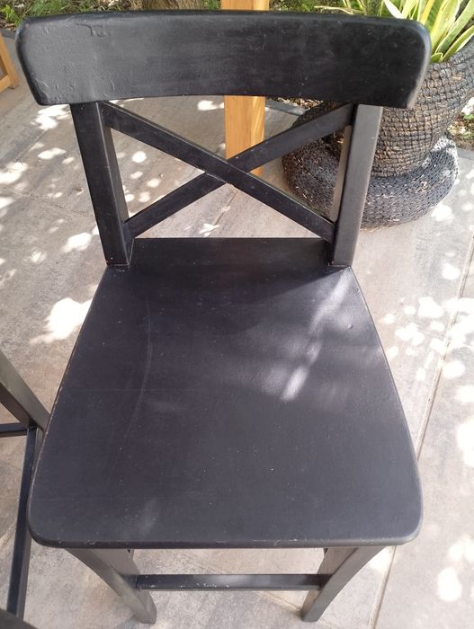 Zestaw 2x krzesło czarne drewniane krzesła Ingolf stołki barowe hokery