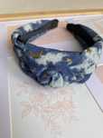 Opaska do włosów w stylu Vintage wysoka, Blue Denim Moon&Stars