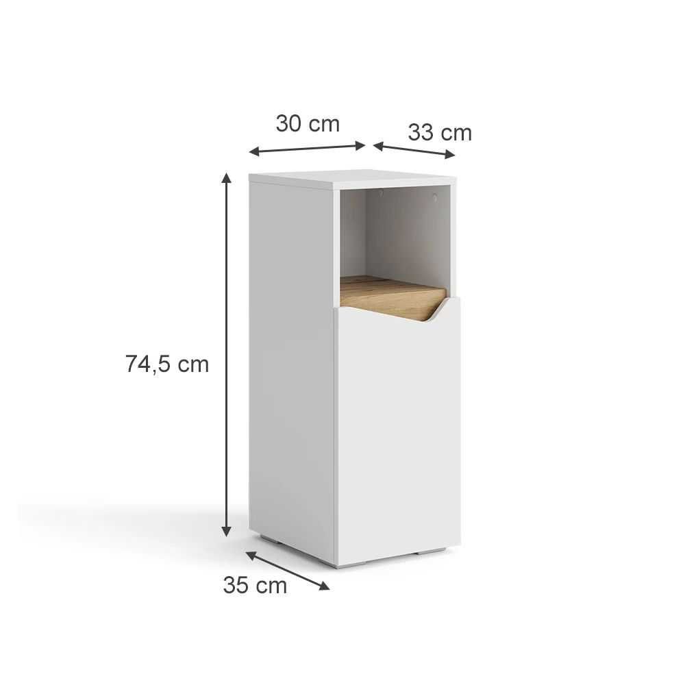 Vicco Szafka Midi "Marelle", Biały/Dąb 30 x 74.5 cm