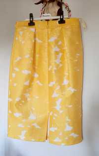Spódniczka NEXT biała w żółte kwiaty midi 40