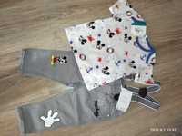 Koszulka i spodnie na szelkach z Myszką Miki 74-80 cm Disney. Nowy.