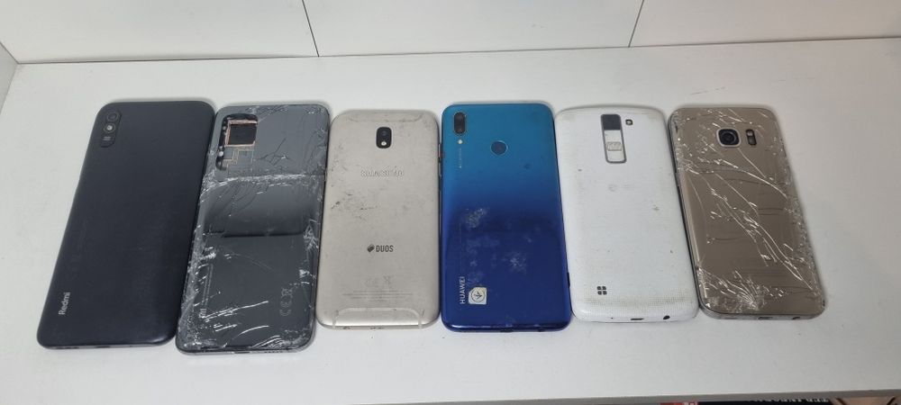 Zestaw 6 uszkodzonych telefonów + części (Xiaomi, Samsung, Huawei, LG)
