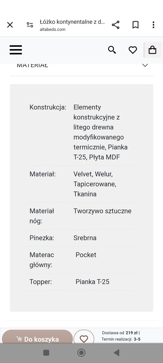 Łóżko kontynentalne 180x200 westwing annecy