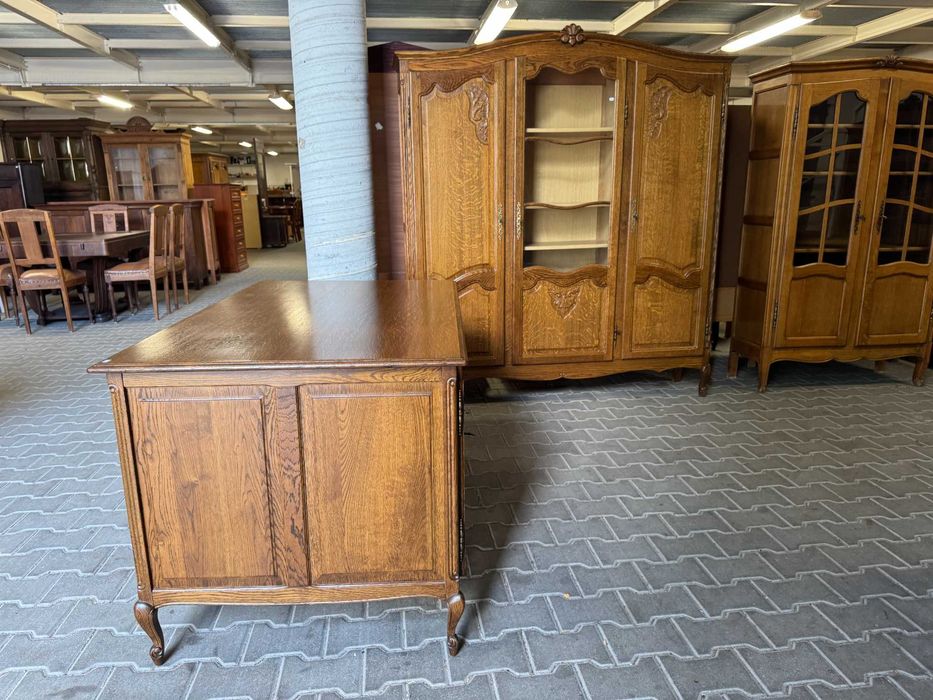 Biblioteka drewniana biurko Ludwik gabinet ludwikowski dąb