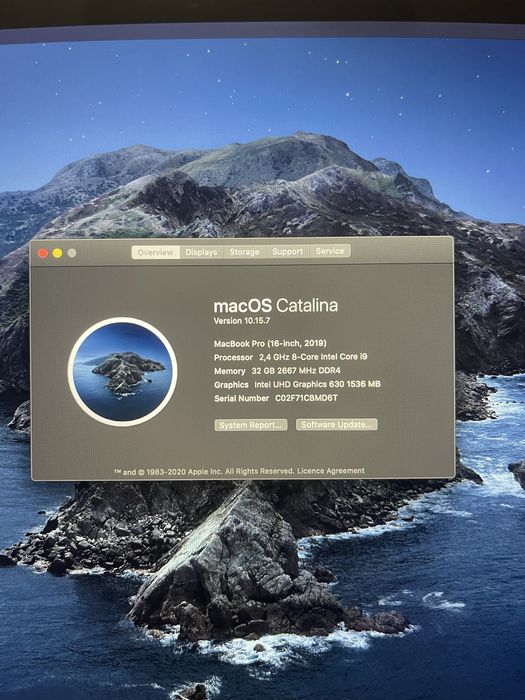 MacBook Pro 2019 16", 2 TB, 19, 32GB, AMD Radeon Pro 5500M 8 GB