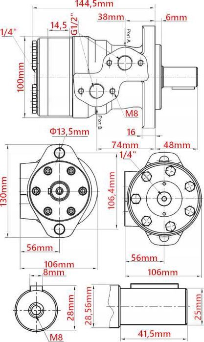 SILNIK Hydrauliczny Do Rębaka 80 cm3 GR2 BMR +Mocowanie +Tuleja [8812]