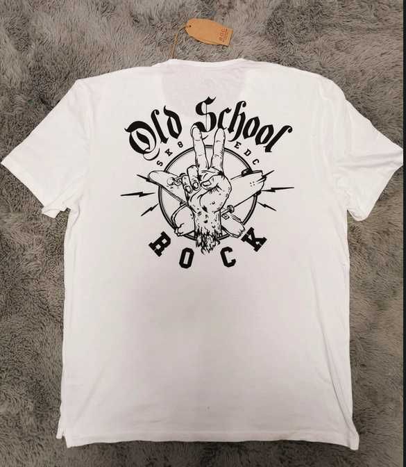 Nowa Edc Męska koszulka z nadrukiem Old School Rock Rozm. M T-shirt