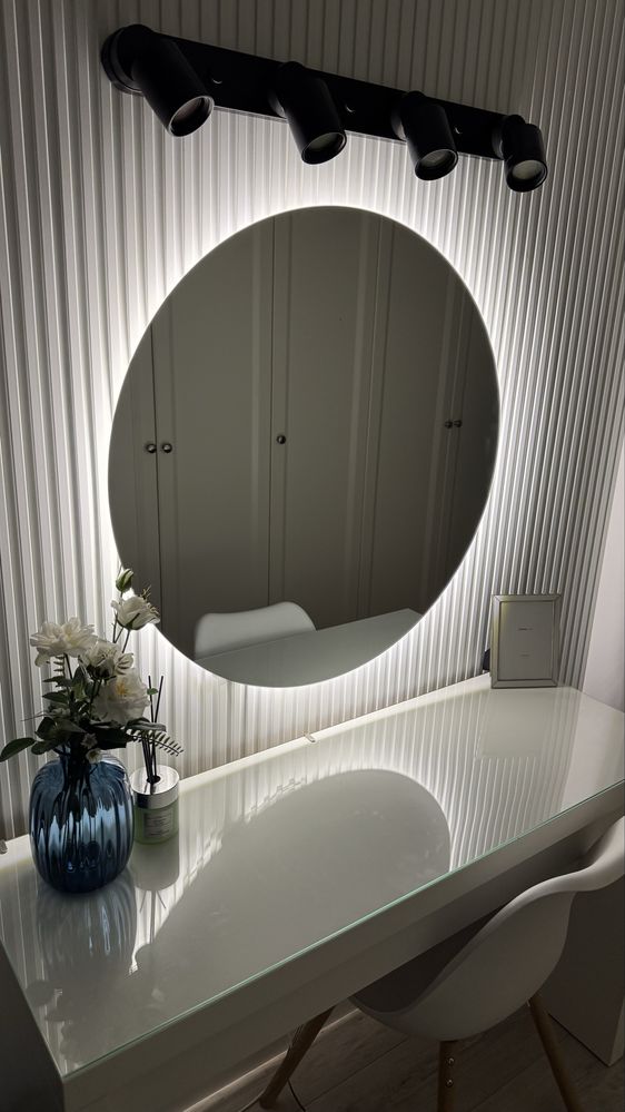 Lustro Okrągłe Szlifowane 80 cm oraz Podświetlenie LED