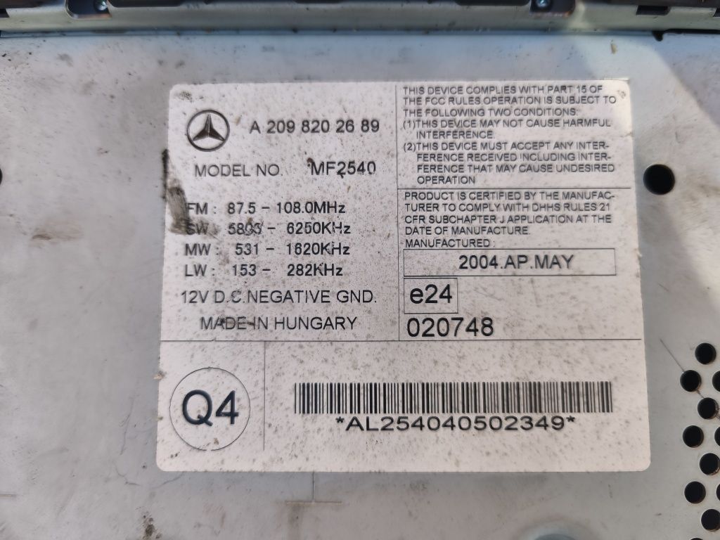 Mercedes CLK W209 Radio CD