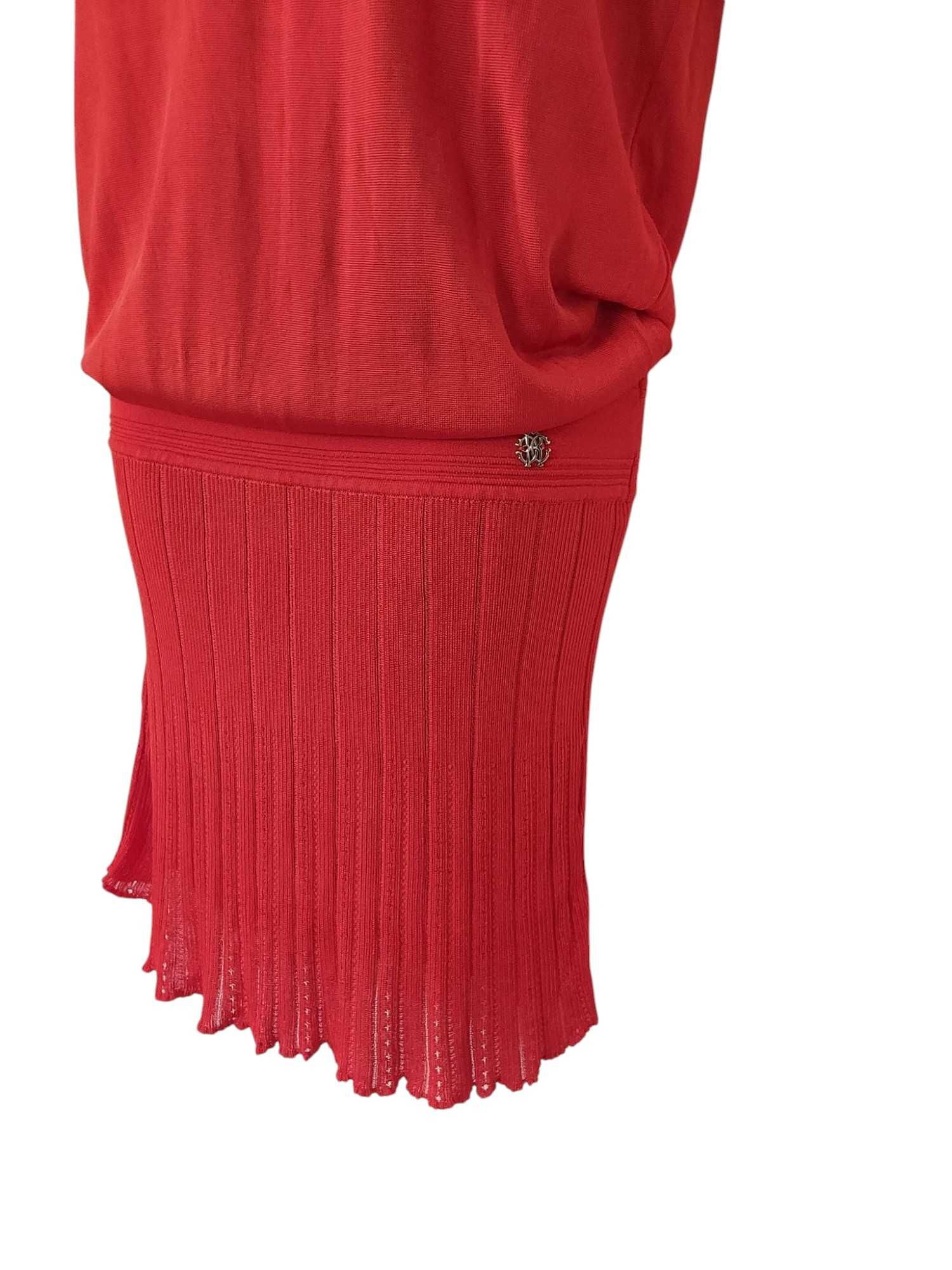 ROBERTO CAVALLI Pomarańczowa sukienka z jedwabiem 40/42