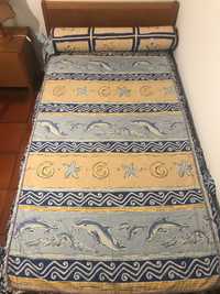 Colcha de cama + almofada redonda + Colchão 195x150