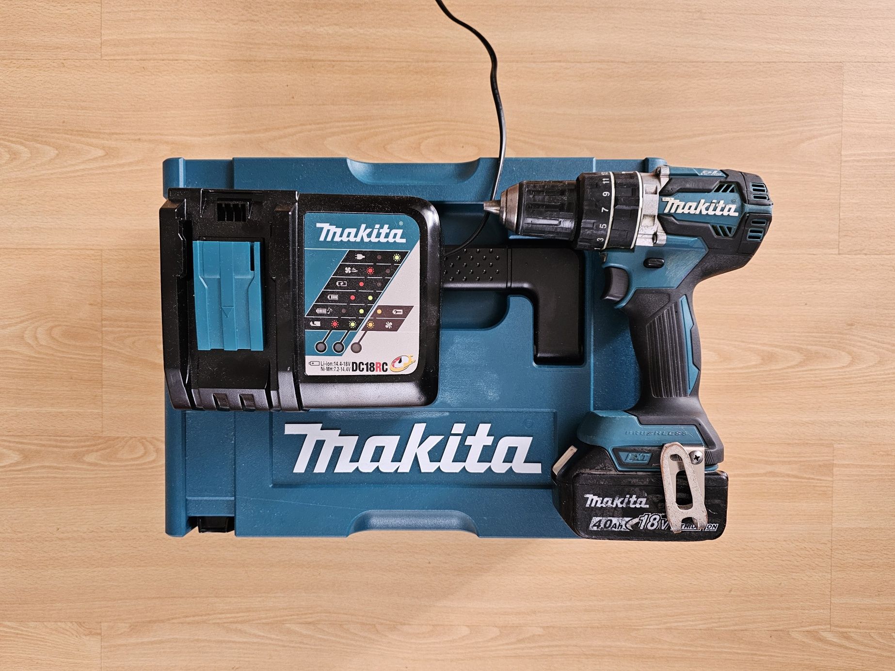 MAKITA DHP484 WkrętarkoWiertarka +Aku4.0Ah+Waliza+Ładowarka UDAR ŁADNA