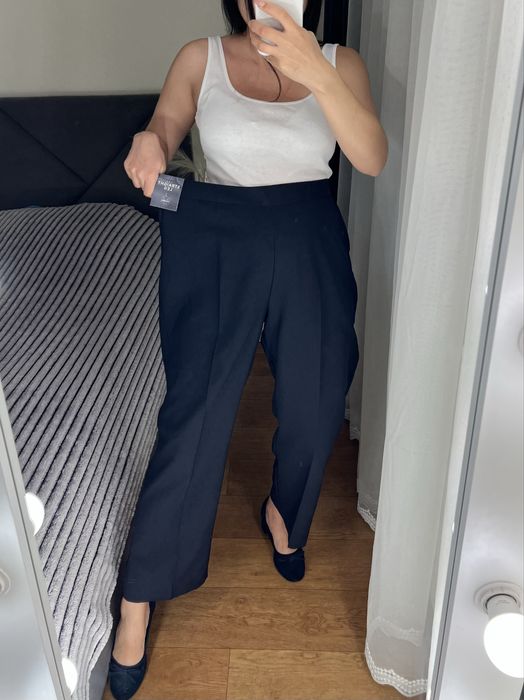 18 розмір нові темно сині штани брюки ззаду на резинці прямі