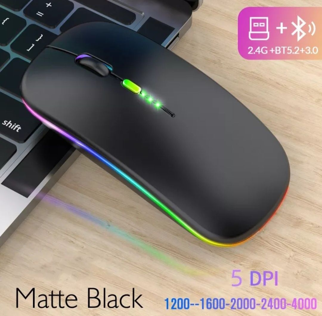 Безпровідна 2.4g bluetooth  мишка , RGB підсвітка , IOS,Android