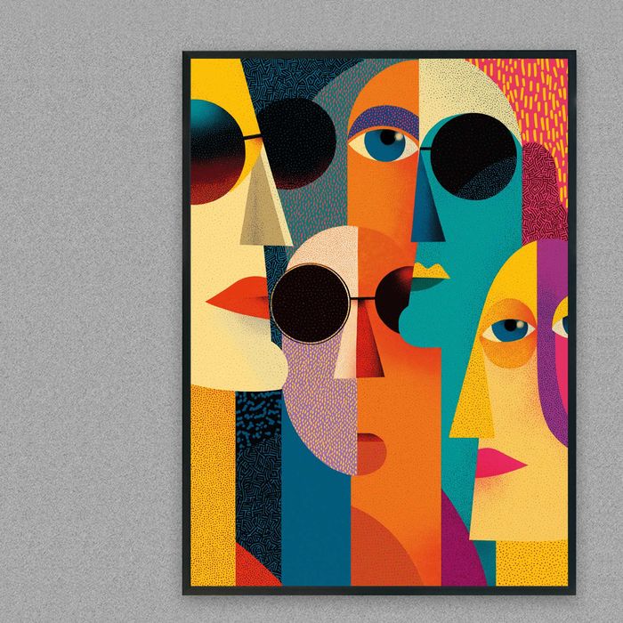 plakat kolorowy w stylu pablo picasso, obraz kolorowy w stylu picasso