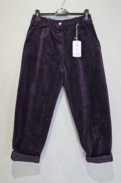 Spodnie damskie LIVANS sztruksowe szare balloon cygaretki uni