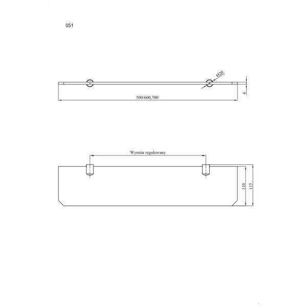 Półka łazienkowa szklana 60 cm ANDEX Classic 051/60/CC *powystawowy*