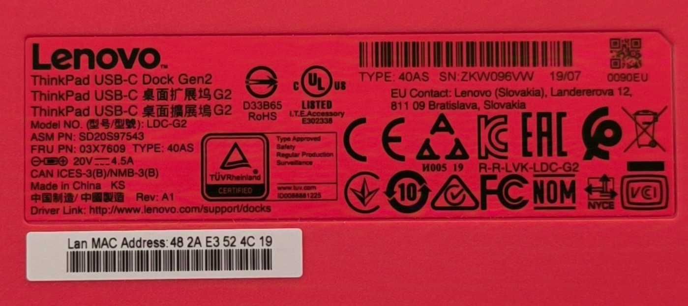 Doca Lenovo ThinkPad USB-C Dock Gen 2 - Pouco Uso